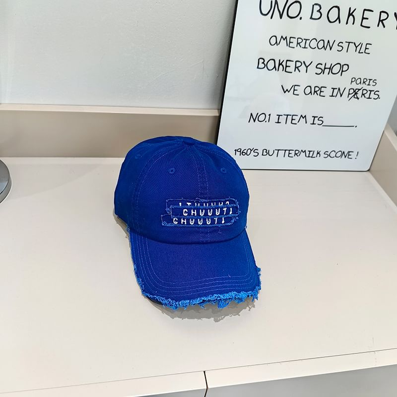 Baseball Embroidered Cap Distressed Lettering