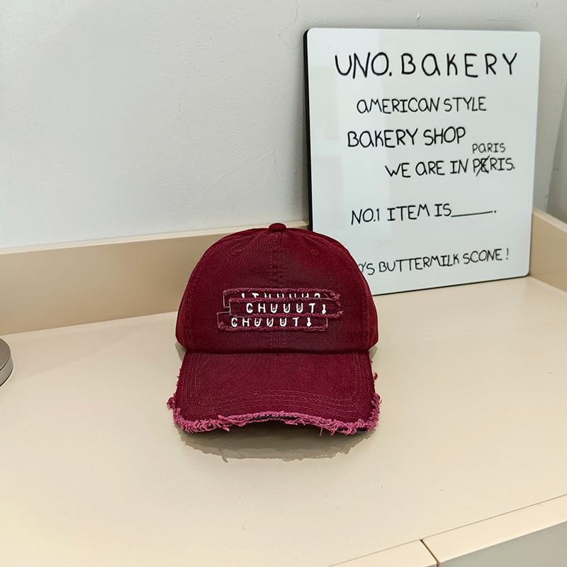 Baseball Embroidered Cap Distressed Lettering