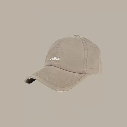 Lettering Baseball Distressed Cap Embroidered