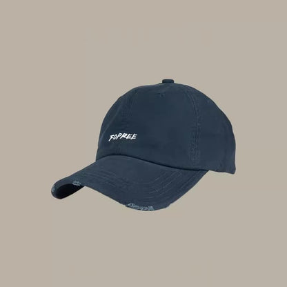 Lettering Baseball Distressed Cap Embroidered