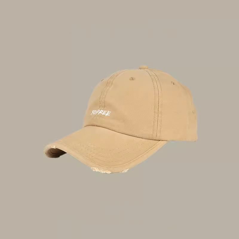 Lettering Baseball Distressed Cap Embroidered