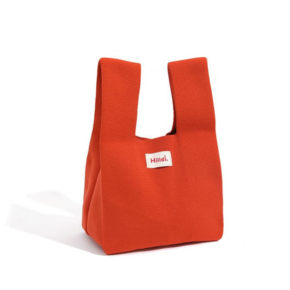 Lettering Applique Knit Tote Bag