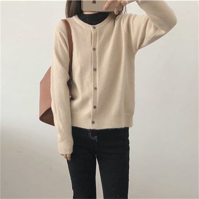 Cardigan Plain Button-Up