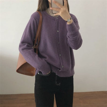 Cardigan Plain Button-Up