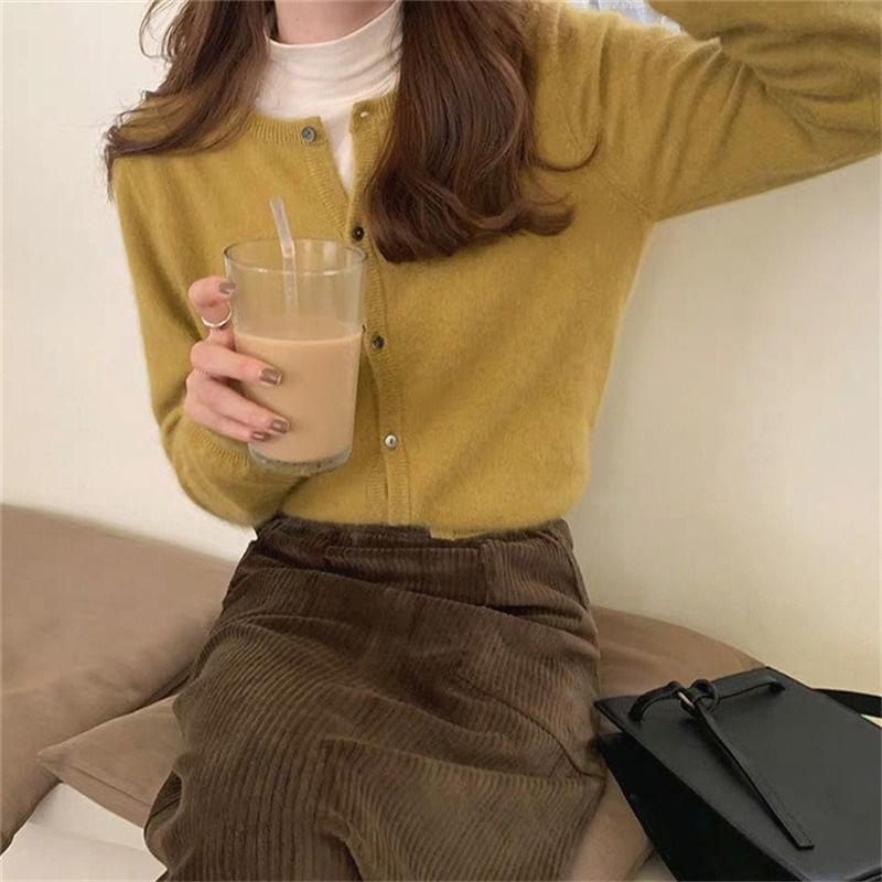 Cardigan Plain Button-Up