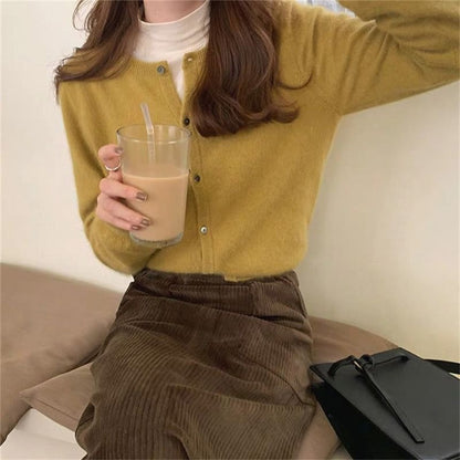 Cardigan Plain Button-Up