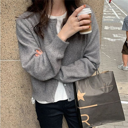 Cardigan Plain Button-Up