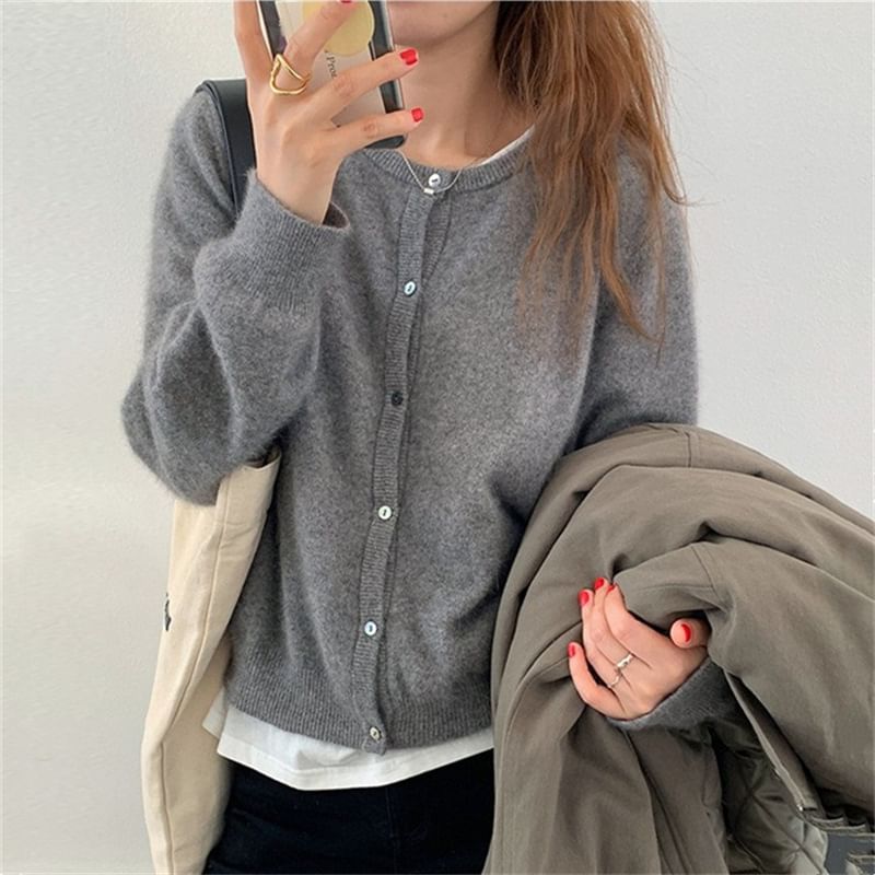 Cardigan Plain Button-Up