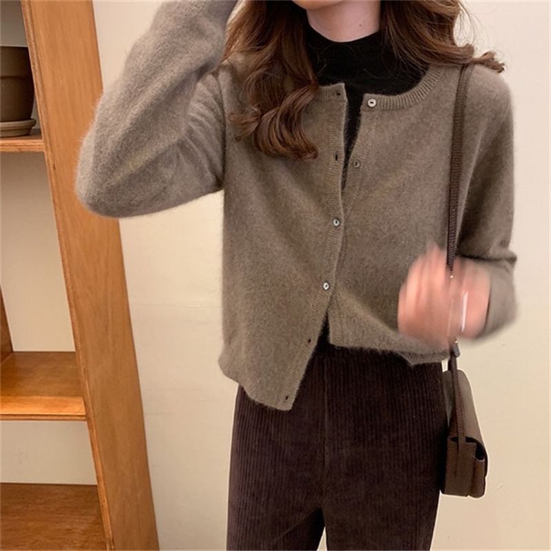 Cardigan Plain Button-Up