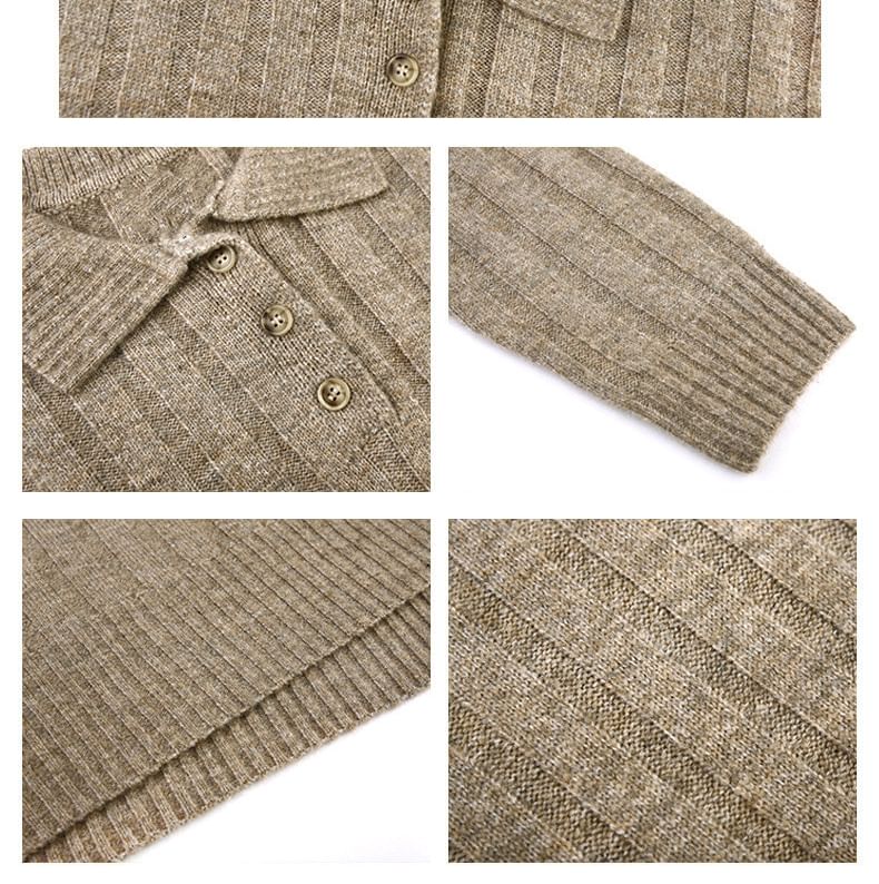 Dress Plain Polo-Neck Mini Sweater Long-Sleeve