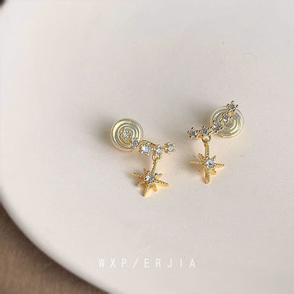 Rhinestone Earring Alloy Drop Cuff Star