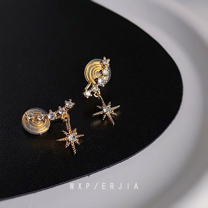 Rhinestone Earring Alloy Drop Cuff Star