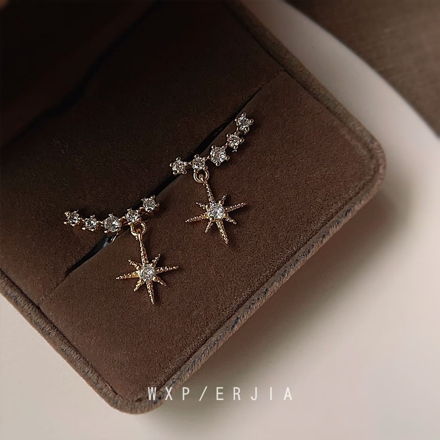 Rhinestone Earring Alloy Drop Cuff Star