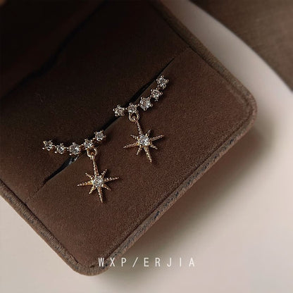 Rhinestone Earring Alloy Drop Cuff Star