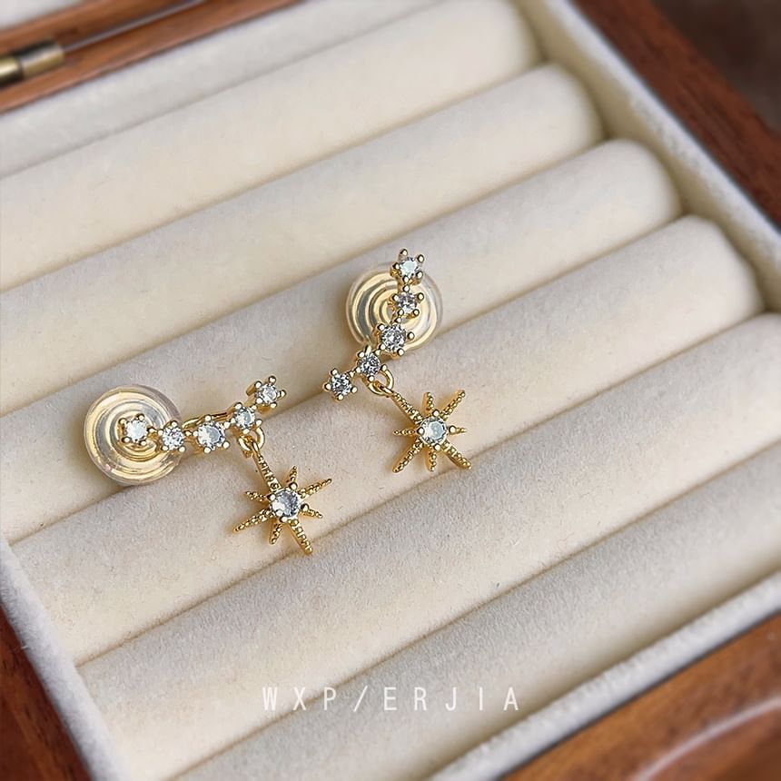 Rhinestone Earring Alloy Drop Cuff Star