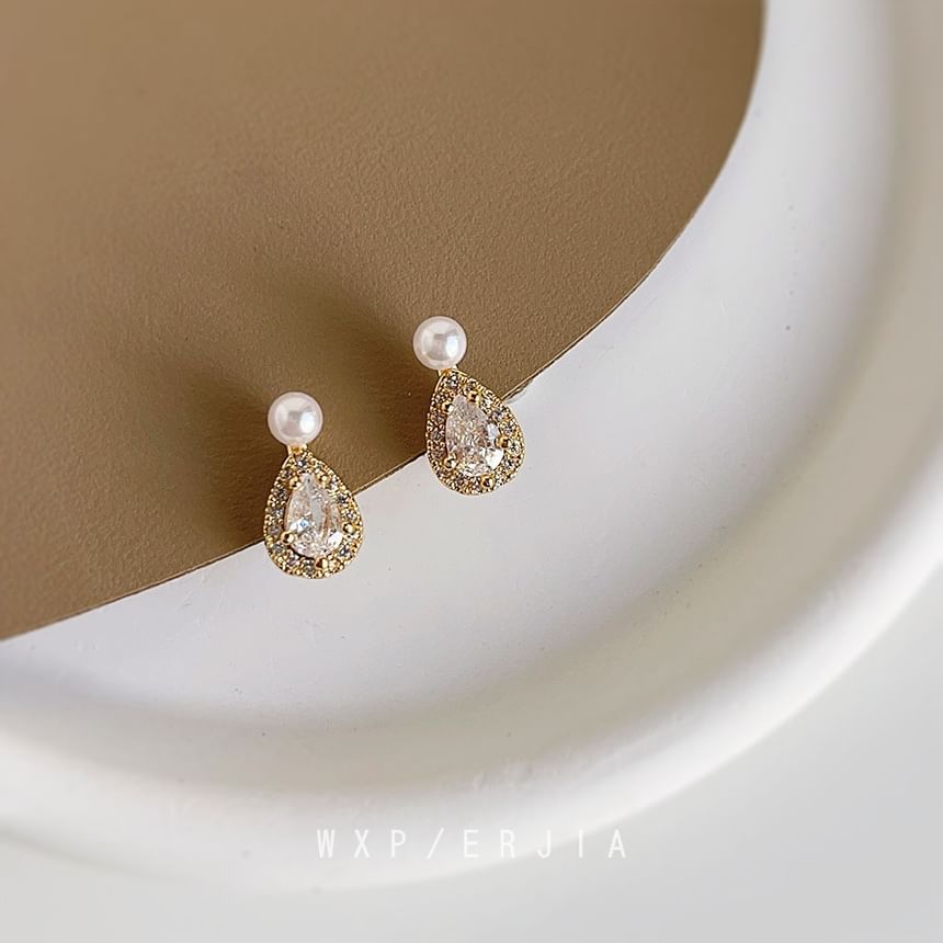 Ear Cuff Pearl Alloy Droplet Faux Rhinestone