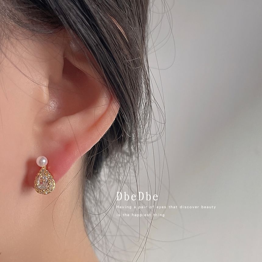 Ear Cuff Pearl Alloy Droplet Faux Rhinestone