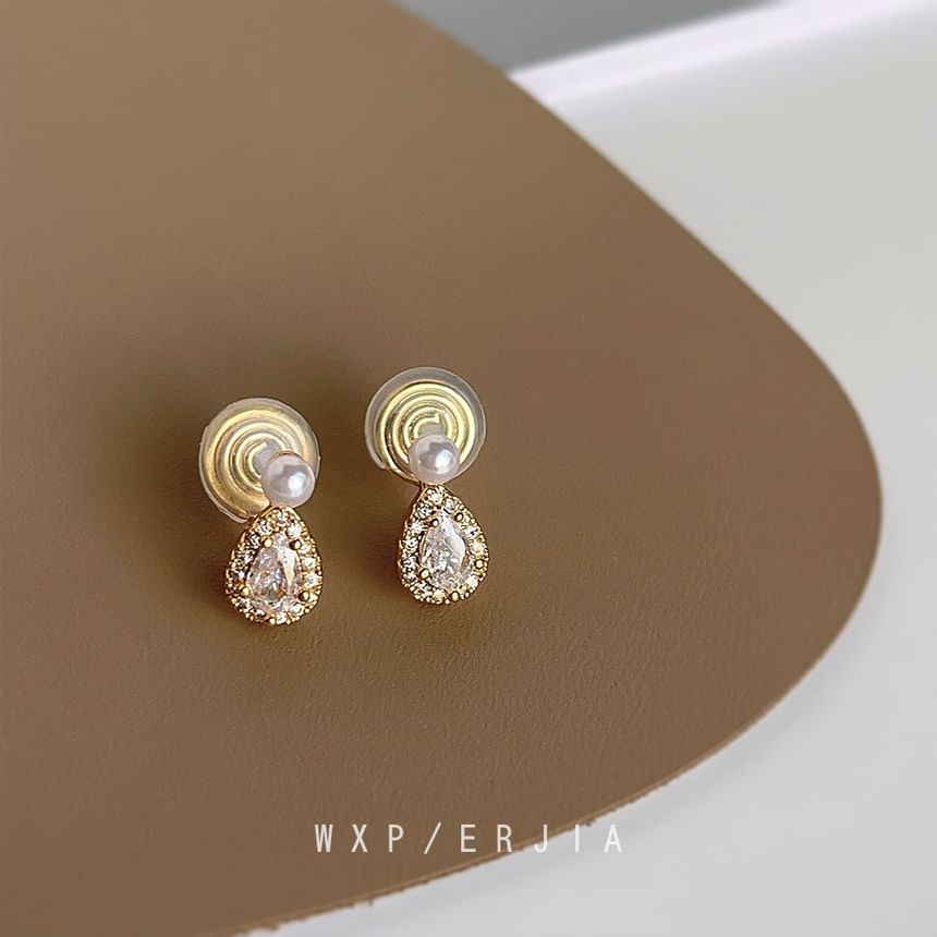 Ear Cuff Pearl Alloy Droplet Faux Rhinestone