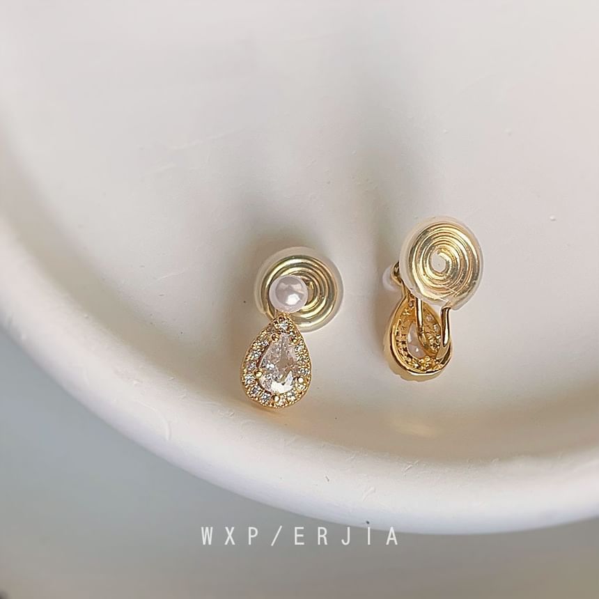 Ear Cuff Pearl Alloy Droplet Faux Rhinestone