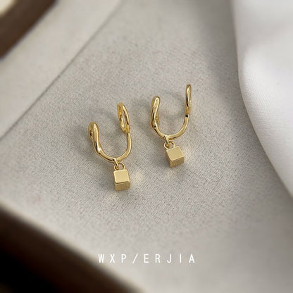 Earring Cuff Drop Cube Alloy