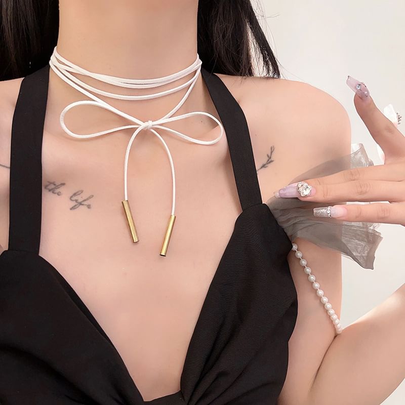 Bow Layered String Necklace