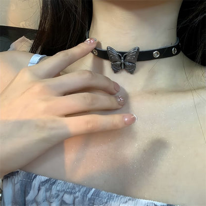 Faux Butterfly Choker Bracelet / Leather