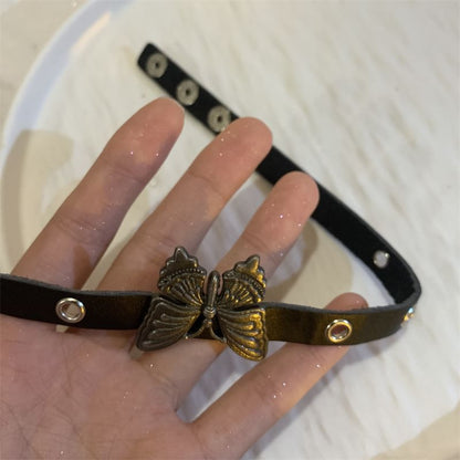 Faux Butterfly Choker Bracelet / Leather
