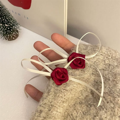 Earring Ribbon Rose Stud