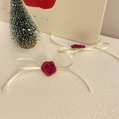 Earring Ribbon Rose Stud