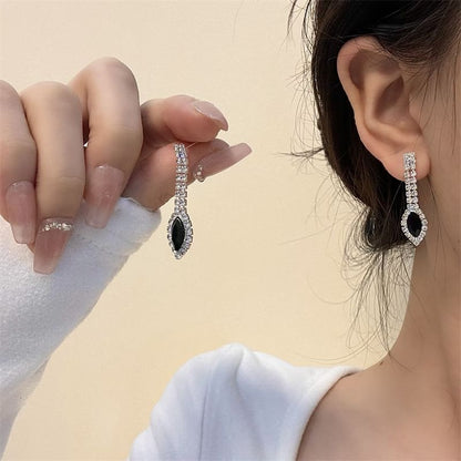 Earring Necklace / Rhinestone Drop Pendant
