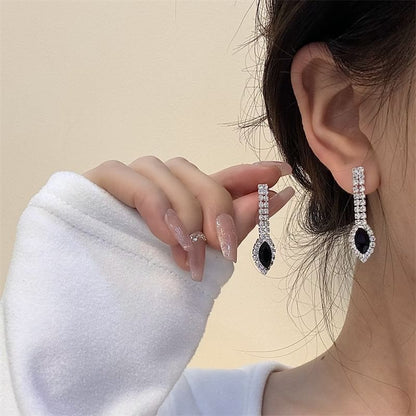 Earring Necklace / Rhinestone Drop Pendant
