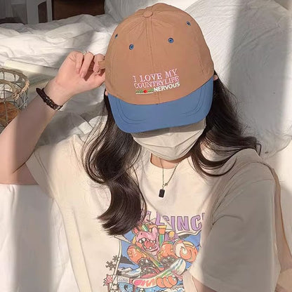 Brim Short Panel Lettering Embroidered Color Cap