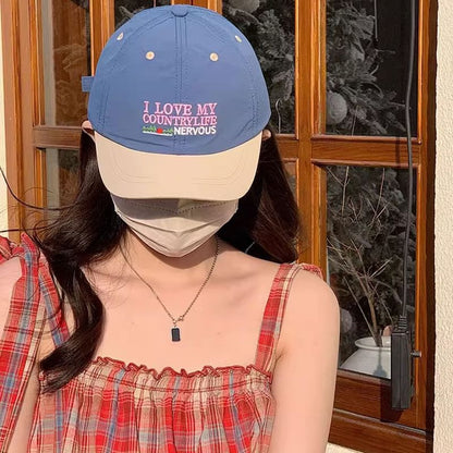 Brim Short Panel Lettering Embroidered Color Cap