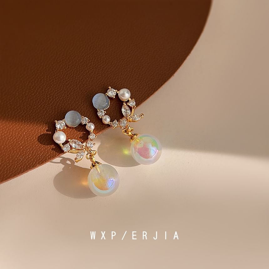 Rhinestone Alloy Pearl Drop Faux Earring