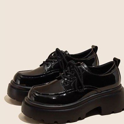 Lace-Up Heel Platform Chunky Shoes