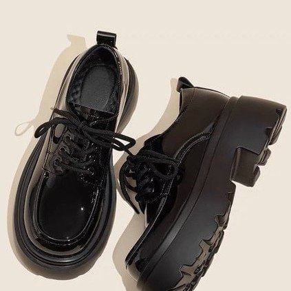 Lace-Up Heel Platform Chunky Shoes