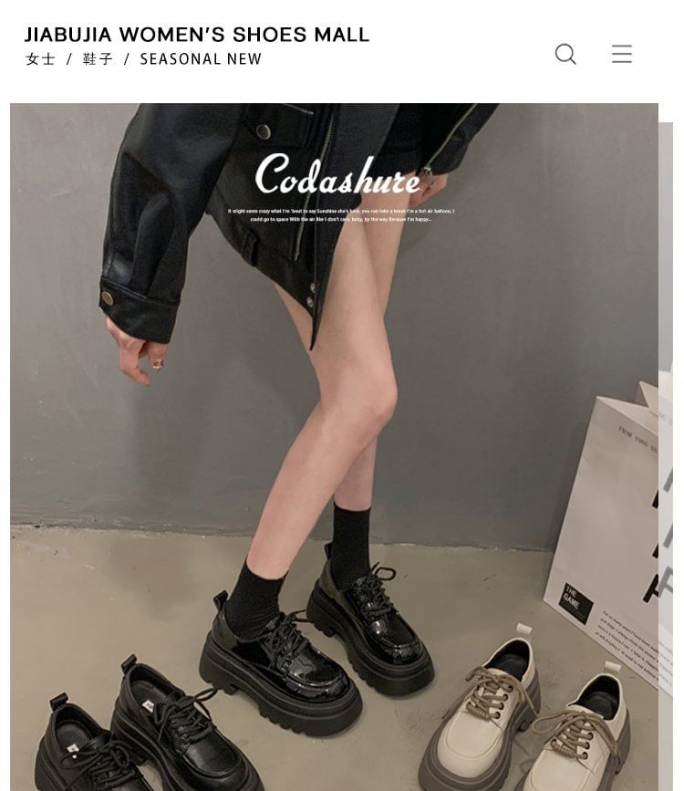 Shoes Chunky Platform Heel Lace-Up