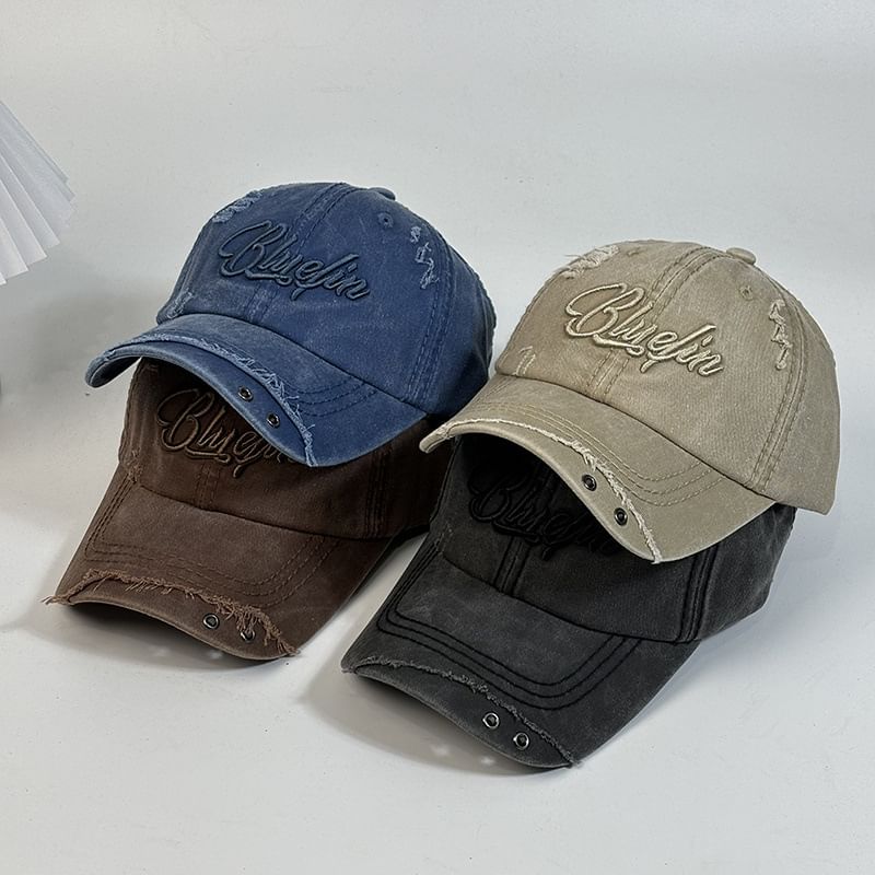 Cap Baseball Embroidered Letter Distressed