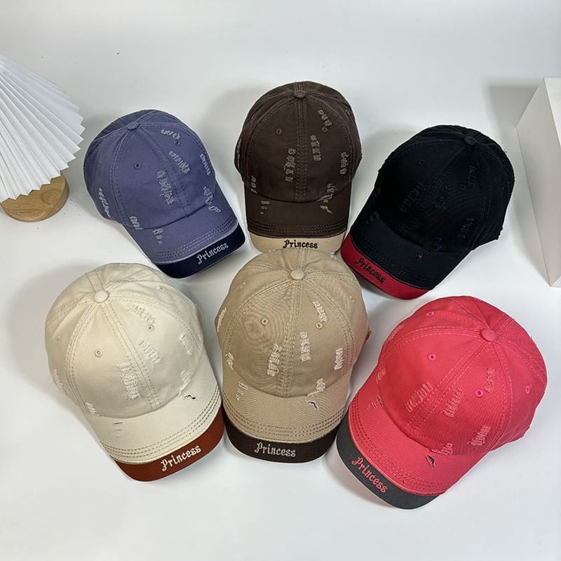 Baseball Embroidered Distressed Letter Cap