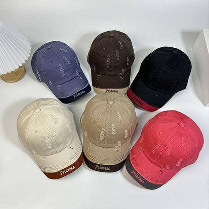 Baseball Embroidered Distressed Letter Cap