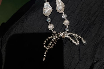 Rhinestone Phone Pearl Irregular Strap Faux