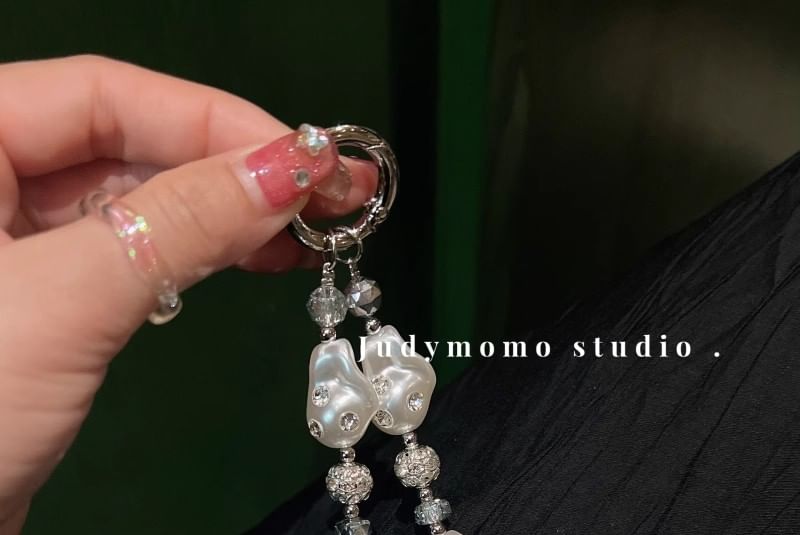 Rhinestone Phone Pearl Irregular Strap Faux