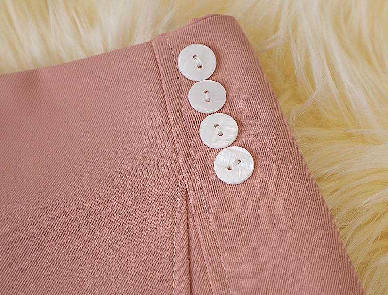Plain High A-Line Waist Button Panel Mini Skirt