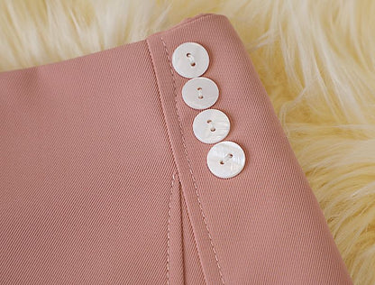 Plain High A-Line Waist Button Panel Mini Skirt