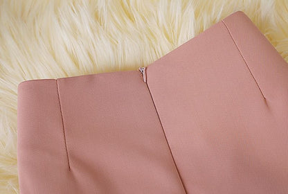 Plain High A-Line Waist Button Panel Mini Skirt