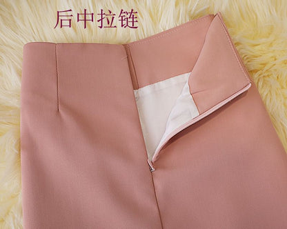 Plain High A-Line Waist Button Panel Mini Skirt