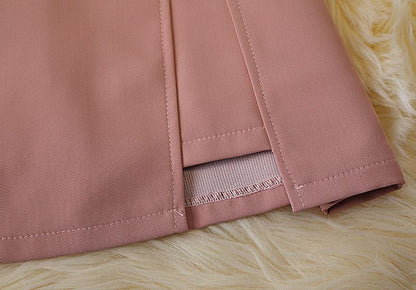 Plain High A-Line Waist Button Panel Mini Skirt