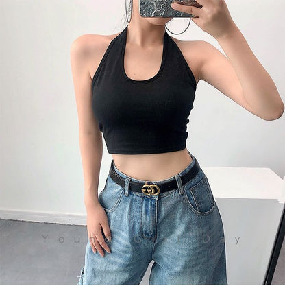 Halter Crop Plain Top