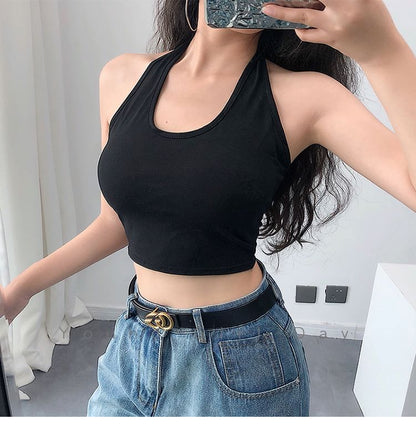 Halter Crop Plain Top