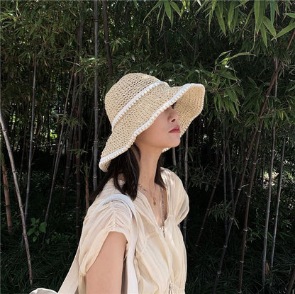 Sun Pearl Hat Faux Straw